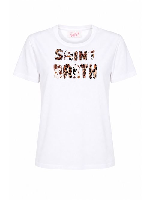 T-shirt Emilie in cotone con logo animalier Mc2 Saint Barth | EMI000100298L